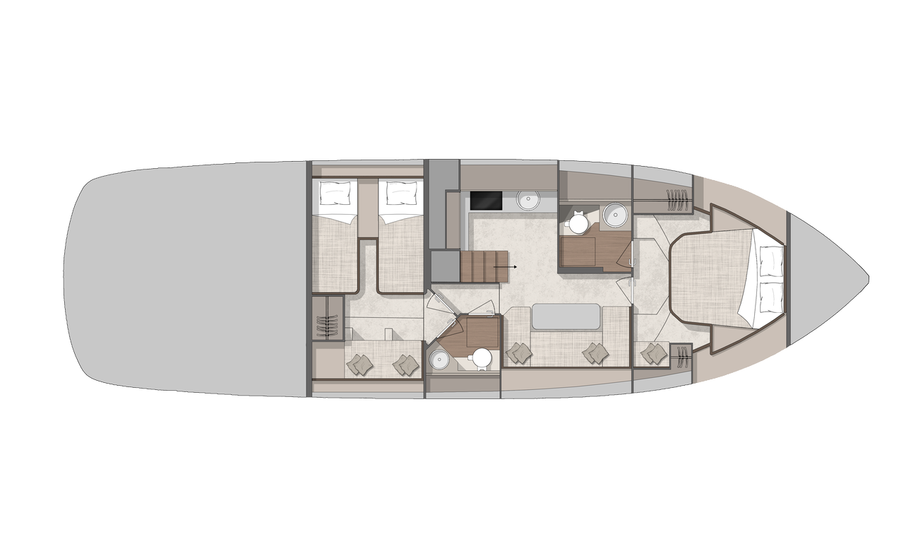 Plan du Cranchi M44 HT : Pont inférieur